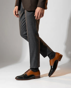 The Mayfair Cap-Toe – Mustard & Black Two-Tone Oxford Dress Shoes