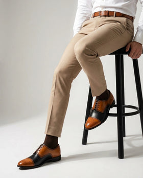 The Valoric Viceroy – Two-Tone Cap-Toe Oxford Dress Shoes