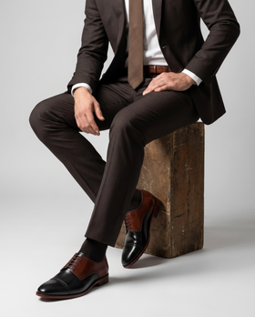 The Oxblood Regent – Oxblood & Black Two-Tone Oxford Dress Shoes
