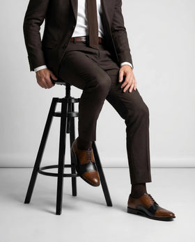 The Stratford Noir – Brown & Black Cap-Toe Oxford Dress Shoes