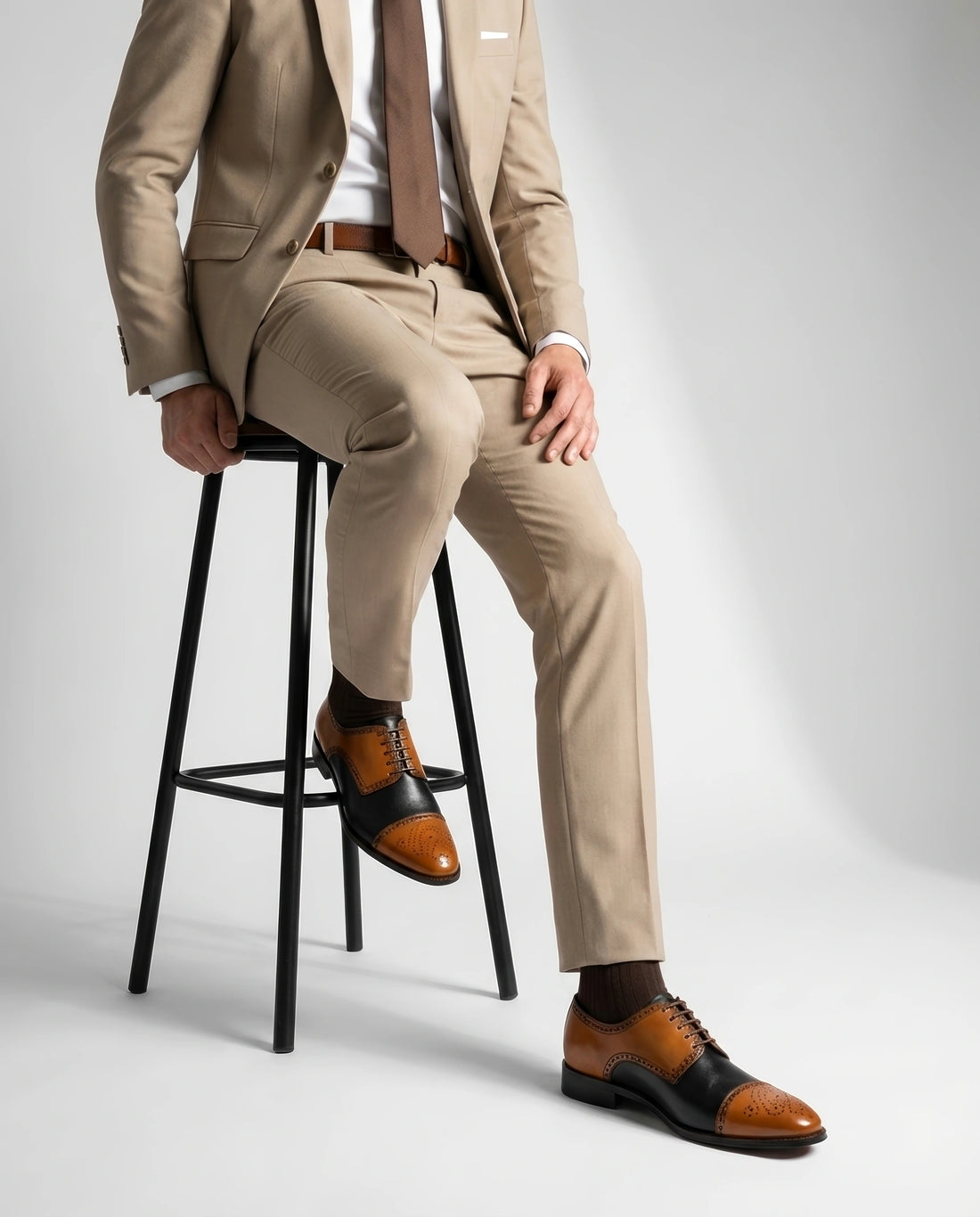 The Valoric Viceroy – Two-Tone Cap-Toe Oxford Dress Shoes