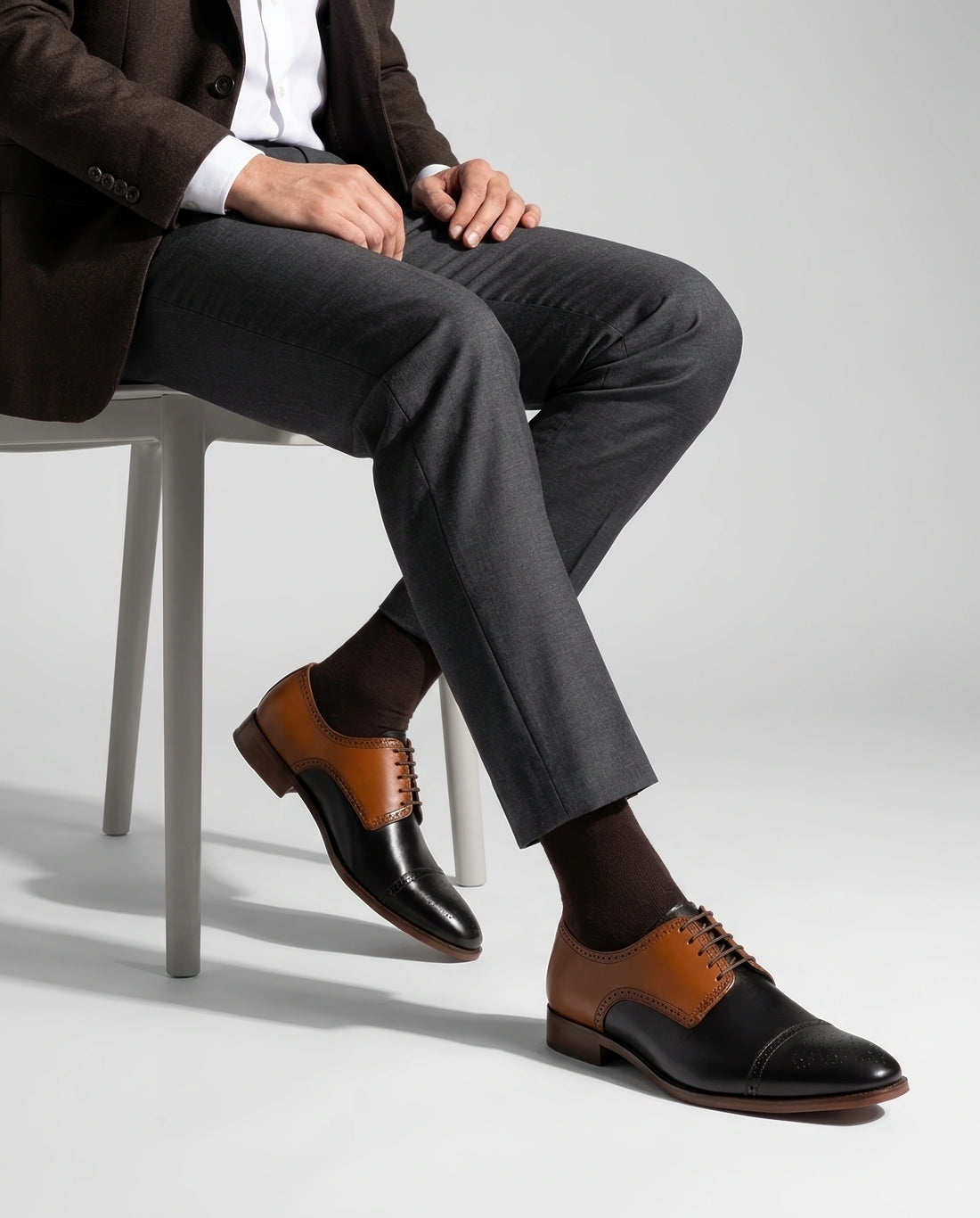 The Mayfair Cap-Toe – Mustard & Black Two-Tone Oxford Dress Shoes