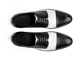 Bold Brogue: Men’s Black & White Dress Shoes | Classic Brogue Style
