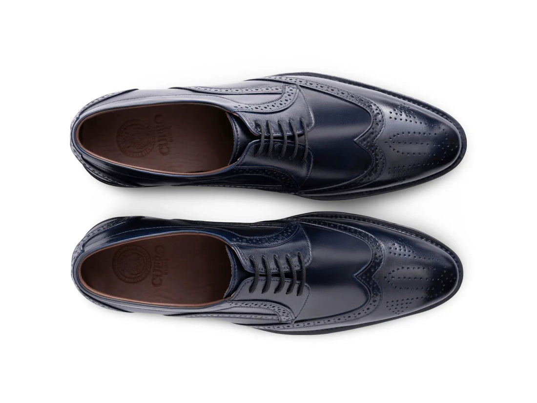 The Atlantic Brogue men’s navy wingtip brogue dress shoes top view