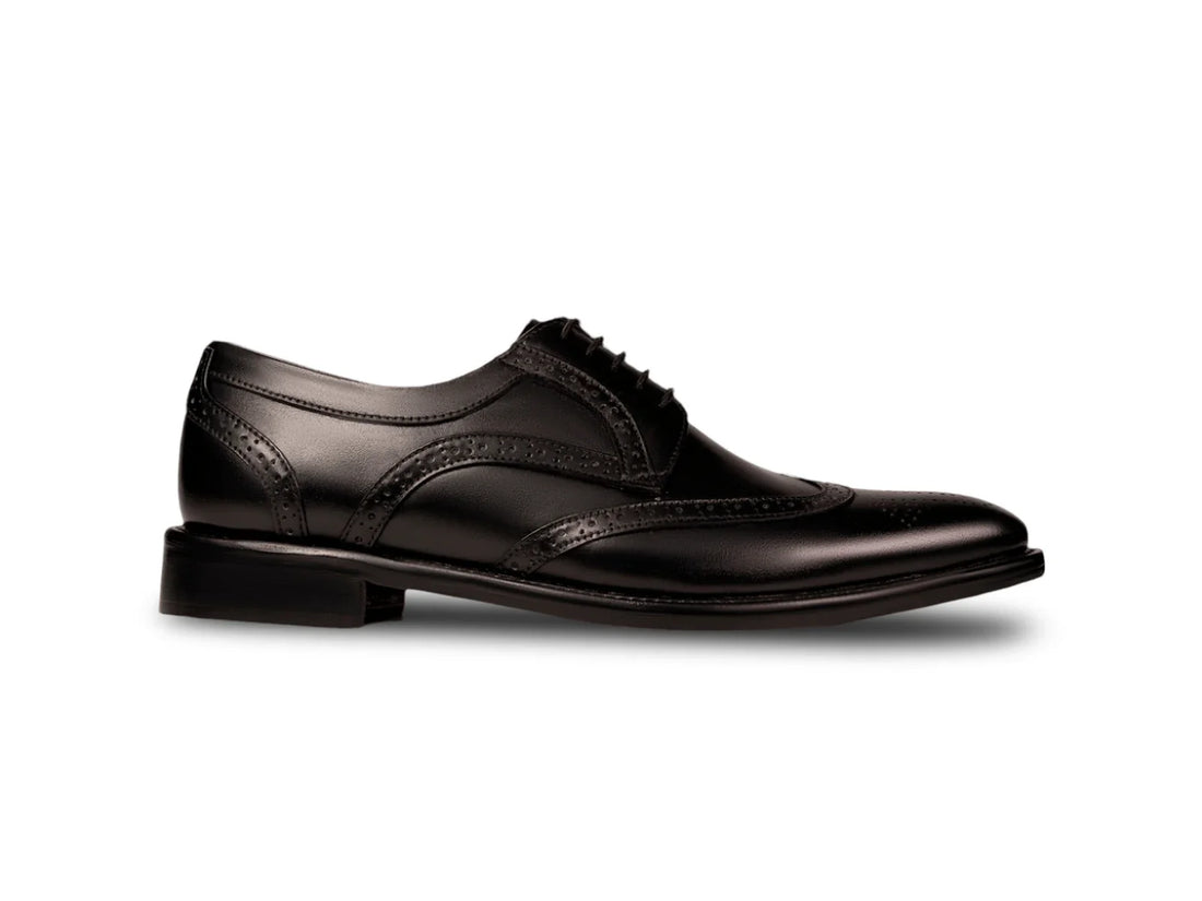 The Black Regent men’s black wingtip brogue dress shoe side profile