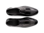 The Black Regent men’s black wingtip brogue dress shoes top view