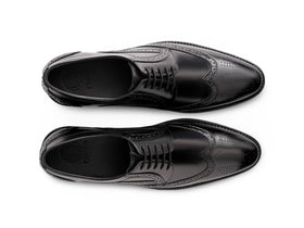 The Black Regent men’s black wingtip brogue dress shoes top view
