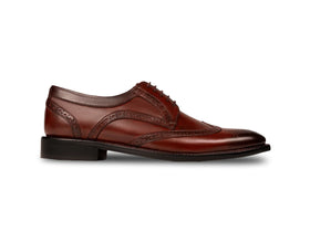 The Bourbon Brogue men’s chestnut wingtip derby brogue dress shoe side profile