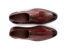 The Bourbon Brogue men’s chestnut wingtip brogue dress shoes top view