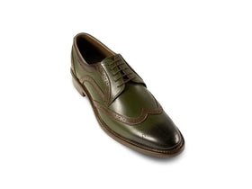The Ivy Brogue men’s olive wingtip brogue dress shoe three-quarter view