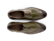 The Ivy Brogue men’s olive wingtip brogue dress shoes top view