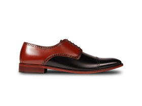 The Oxblood Regent men’s oxblood and black cap-toe oxford dress shoe side profile