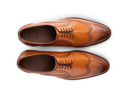 The Shelby Brogue men’s cognac wingtip brogue dress shoes top view