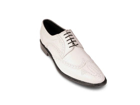 The White Sovereign men’s white wingtip brogue dress shoe three-quarter view