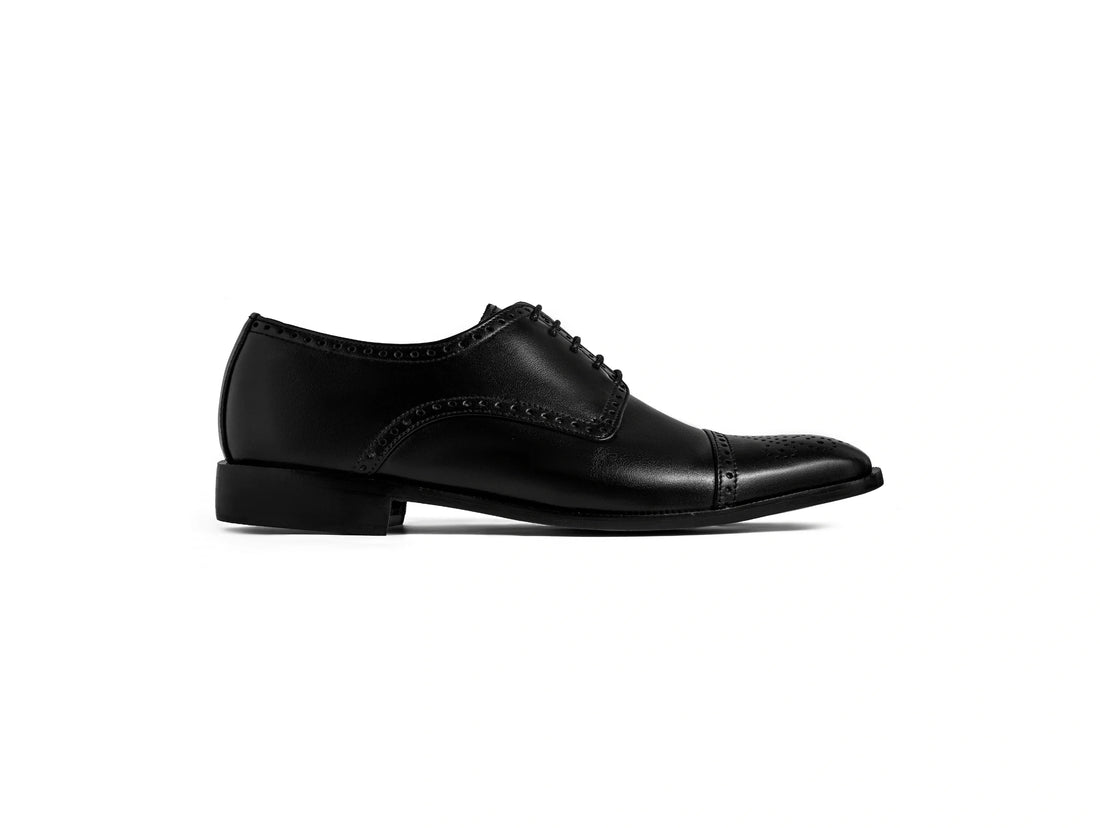 Regal Black premium black leather oxford shoe side profile formal luxury footwear