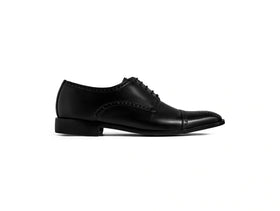 Regal Black premium black leather oxford shoe side profile formal luxury footwear